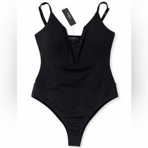 Lulus Plunge Black Bodysuit